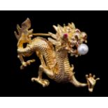 -NO RESERVE- PEARL DRAGON BROOCH