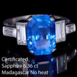 CERTIFICATED SAPPHIRE AND DIAMOND DRESS RING