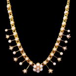 -NO RESERVE- ANTIQUE PEARL SET DROP NECKLACE