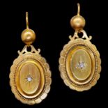 -NO RESERVE- ANTIQUE VICTORIAN PAIR OF DIAMOND DROP EARRINGS