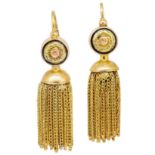 -NO RESERVE- ANTIQUE VICTORIAN PAIR OF ENAMEL TASSLE EARRINGS