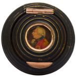 -NO RESERVE- ANTIQUE BLACKENED BONE PORTRAIT SNUFFBOX