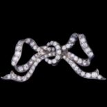 ANTIQUE DIAMOND KNOTTED BOW BROOCH