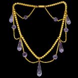 ANTIQUE VICTORIAN AMETHYST DROP AND GARLAND NECKLACE