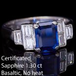 CERTIFICATED SAPPHIRE AND DIAMOND DRESS RING