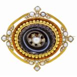 -NO RESERVE- ANTIQUE VICTORIAN PEARL DIAMOND AND BANDED AGATE BROOCH