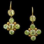 ANTIQUE CHRYSOLITE PAIR OF DROP EARRINGS