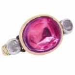 ANTIQUE FOILED BACK PINK TOPAZ RING