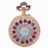 NO RESERVE, ANTIQUE RUBY AND DIAMOND POCKET WATCH
