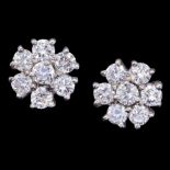 NO RESERVE, PAIR OF DIAMOND CLUSTER EARRINGS