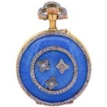 LECOULTRE & CIE, ANTIQUE DIAMOND AND ENAMEL POCKET WATCH