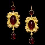 ANTIQUE VICTORIA PAIR OF GARNET DROP EARRINGS