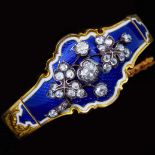 IMPORTANT ANTIQUE VICTORIAN DIAMOND AND ENAMEL BANGLE