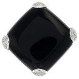 GAVELLO, ONYX AND DIAMOND RING