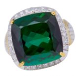 GREEN TOURMALINE AND DIAMOND DRESS RING