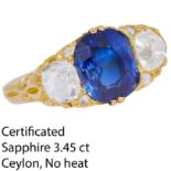 CERTIFICATED SAPPHIRE AND DIAMOND DRESS RING