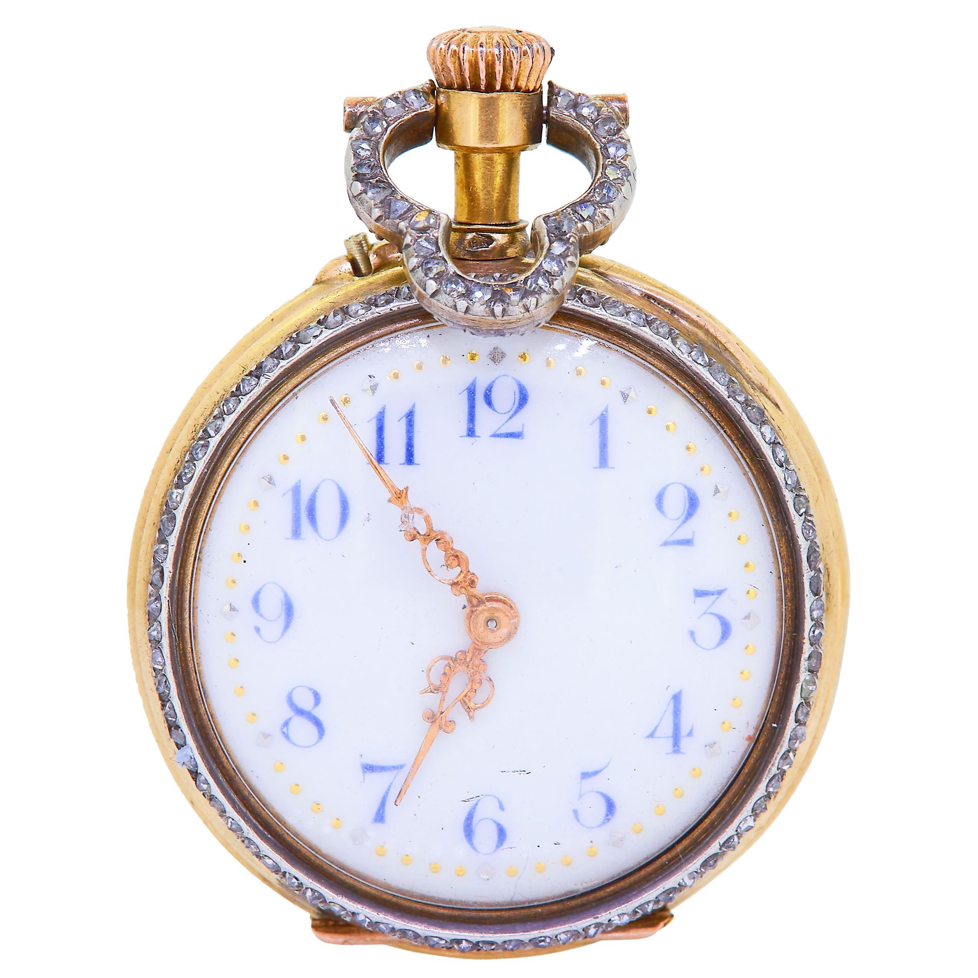 LECOULTRE & CIE, ANTIQUE DIAMOND AND ENAMEL POCKET WATCH - Image 2 of 2