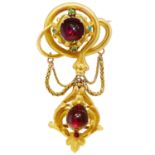 ANTIQUE GARNET DROP BROOCH