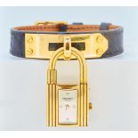 RARE 18-CT SOLID GOLD HERMES PARIS SPECIAL EDITION KELLY PADLOCK WATCH