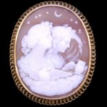 ANTIQUE CARVED SHELL CAMEO BROOCH