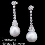 IMPORTANT PAIR OF NATURAL PEARL AND DIAMOND EARRINGS