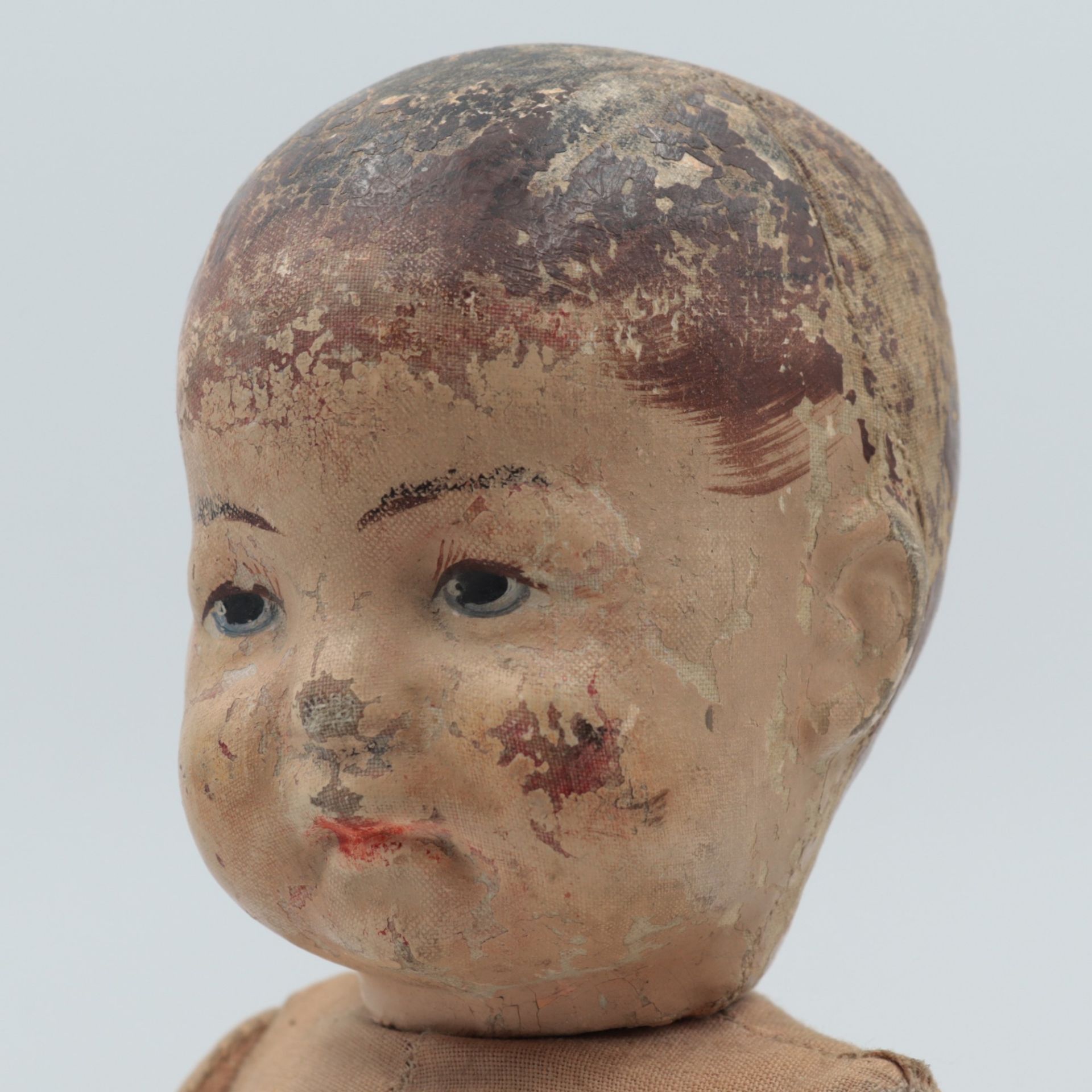 Käthe Kruse - Puppe Junge, Holzwolle gestopft, bemaltes Gesicht u. Frisur, blaue Augen m. - Bild 7 aus 12