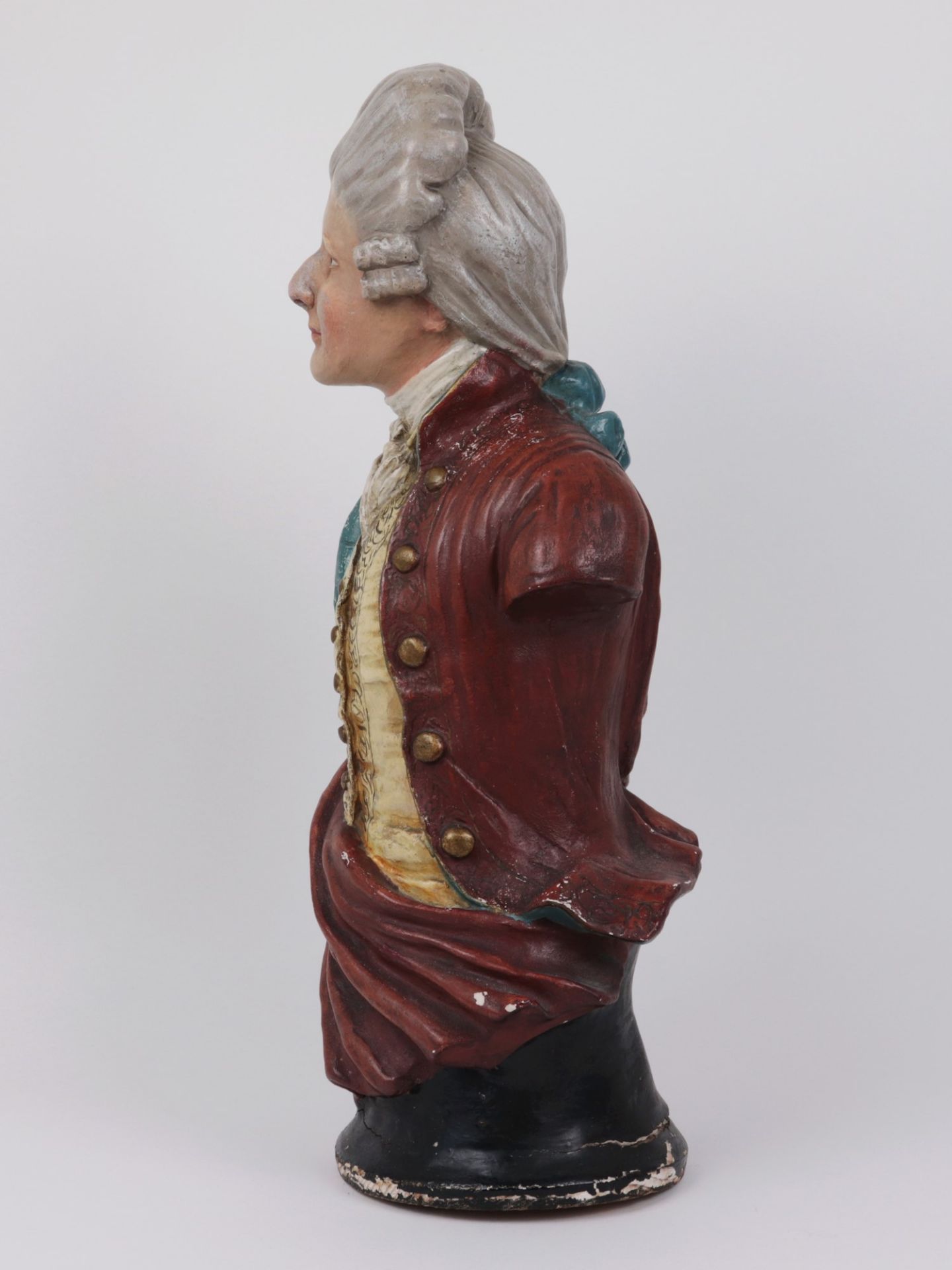 Halbfigur/Büste - Mozart um 1900, Frankreich, Stuck, Holz, vollplast. Halbfigur auf Sockel, - Bild 2 aus 5