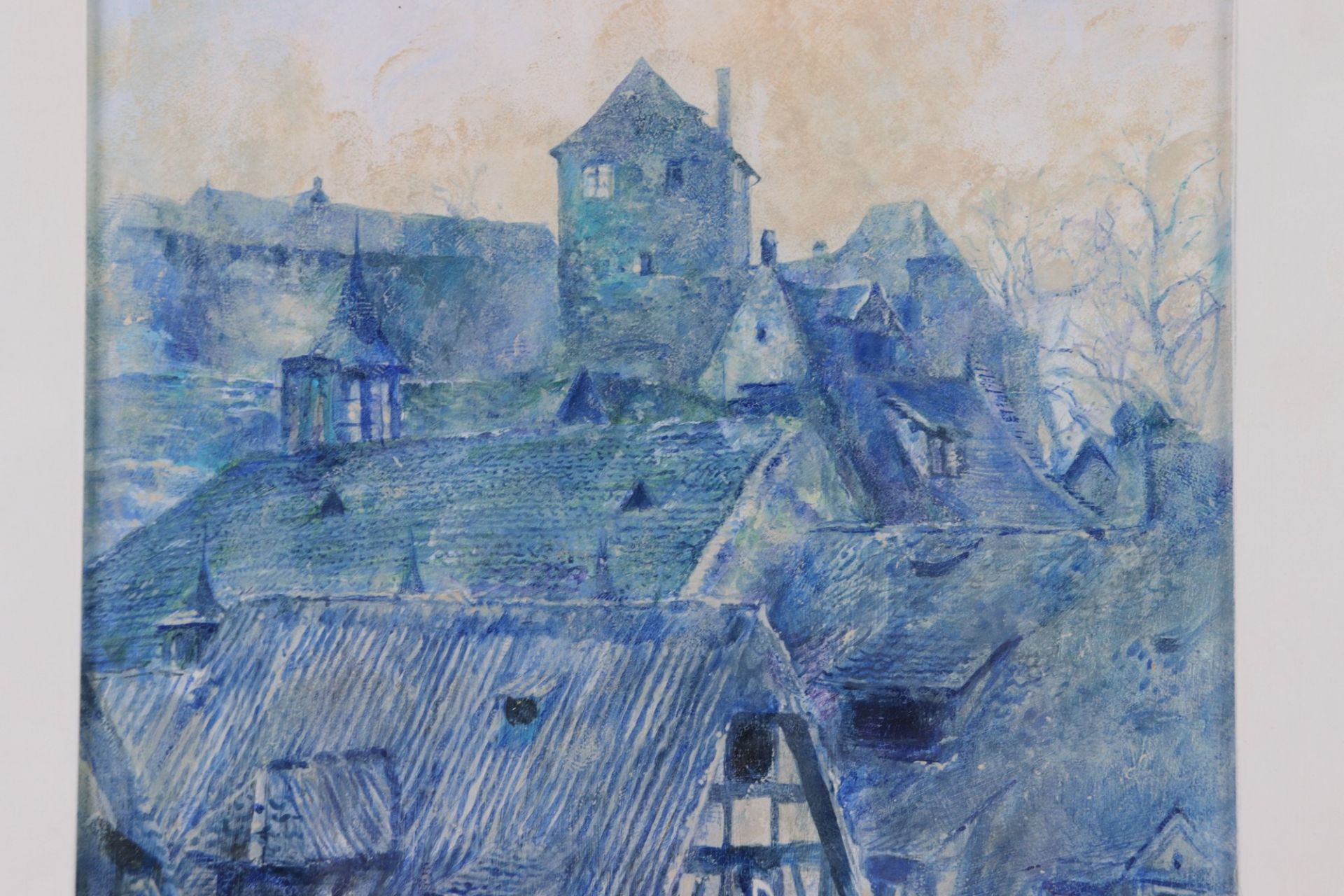 Becker, Roland "Nürnberg - Blick gegen die Kaiserburg", Mischtechnik/Acryl in blauer Farbigkeit, - Image 2 of 4
