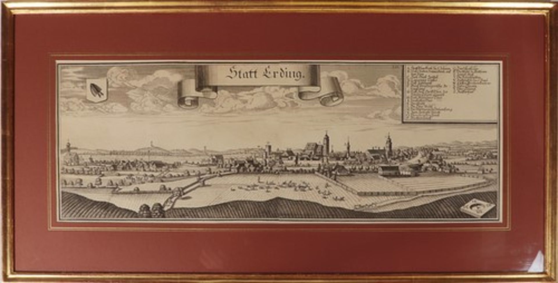 Erding - Gesamtansicht "Statt Erding", Gesamtansicht der Stadt m. Einzeichnung der