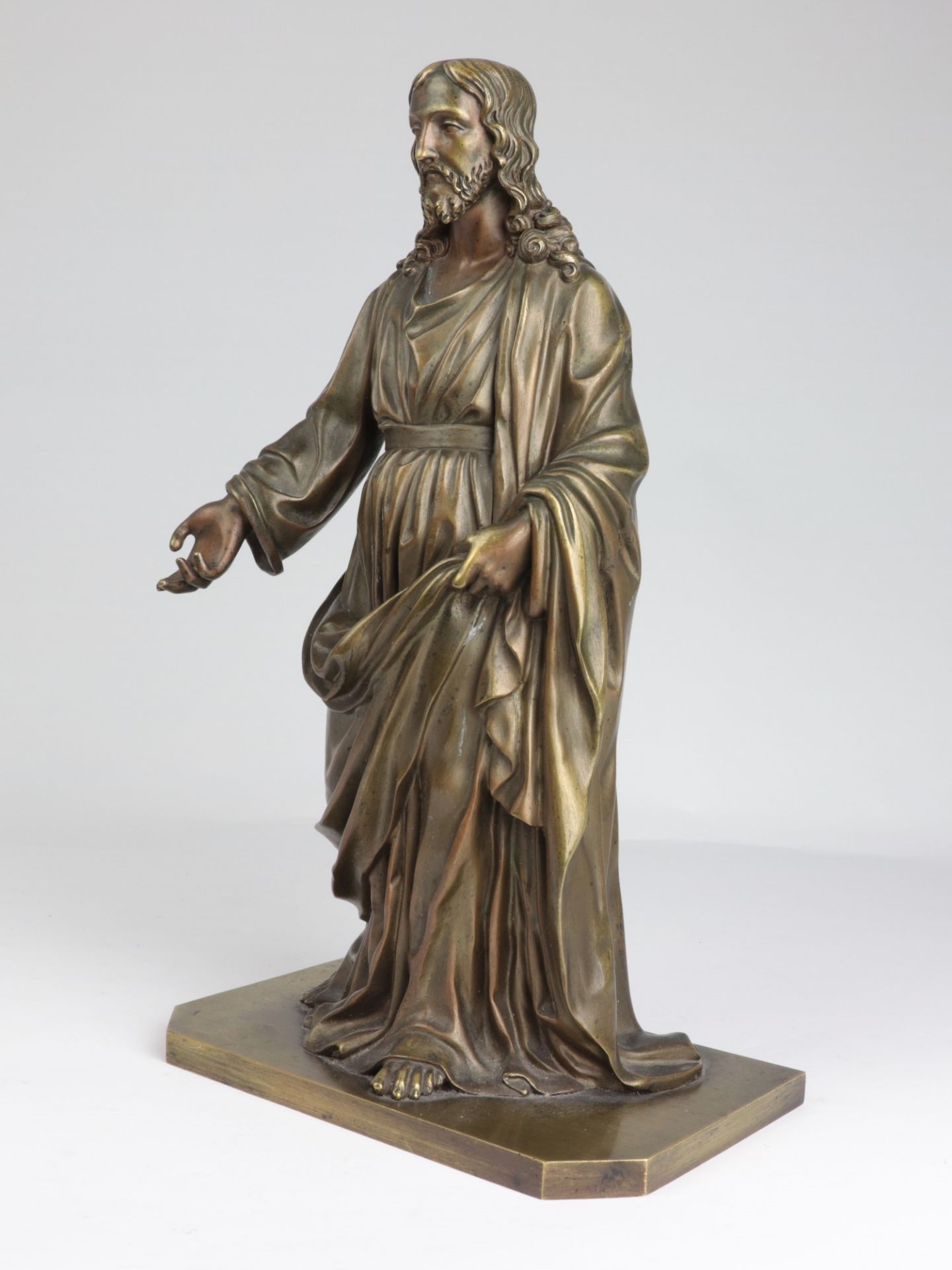 Bronzekulptur um 1900, Bronze, patiniert, vollplastische Figur v. Christus als Prophet, reicher - Image 3 of 4