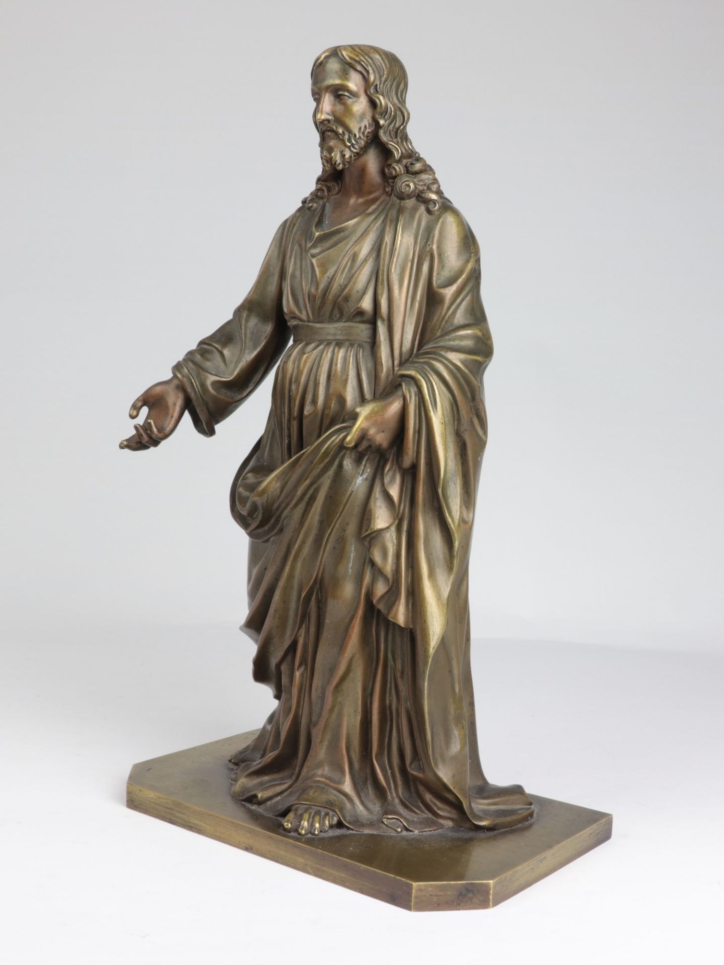 Bronzekulptur um 1900, Bronze, patiniert, vollplastische Figur v. Christus als Prophet, reicher - Bild 3 aus 4