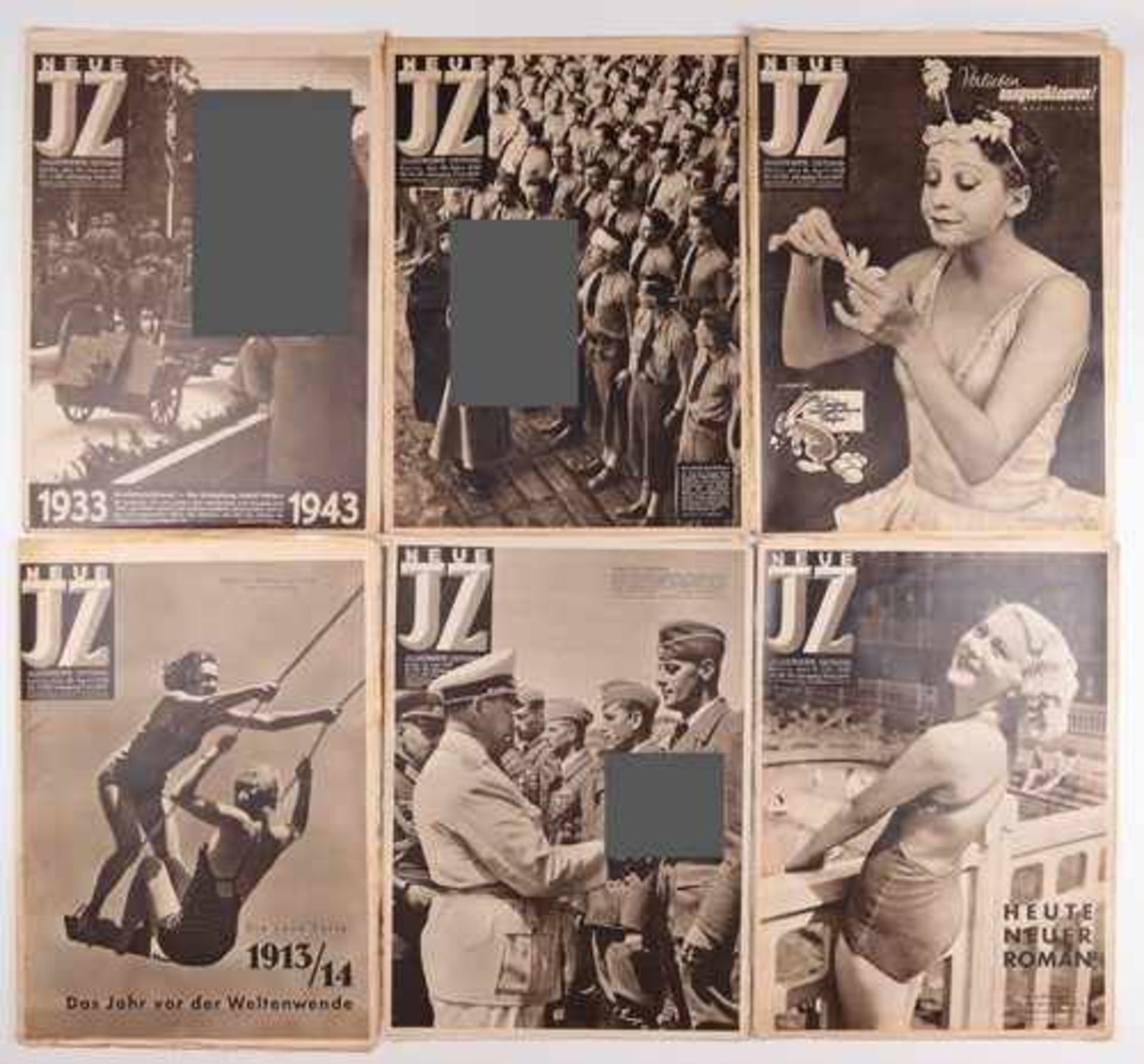 Hefte - 3.Reich 10 St. , "Neue Illustrierte Zeitung", 1938-1940,1943 , min. eingerissen, Alterssp.