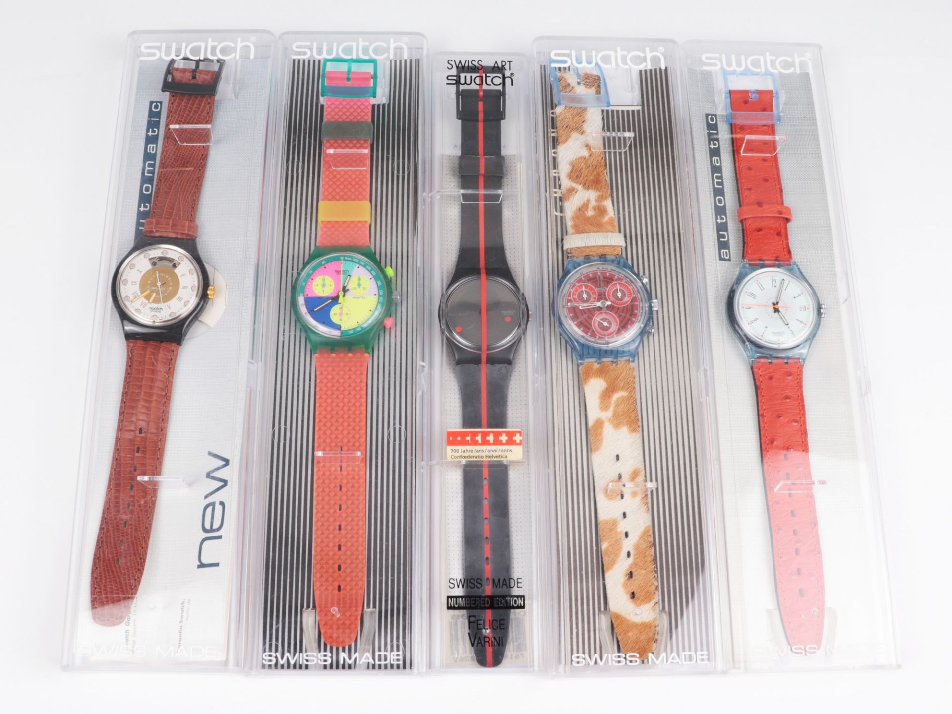 Swatch - Armbanduhren 5 St, Schweiz, versch. Ausführungen, 2x Automatic, fkt.tüchtig, 3x Fkt.