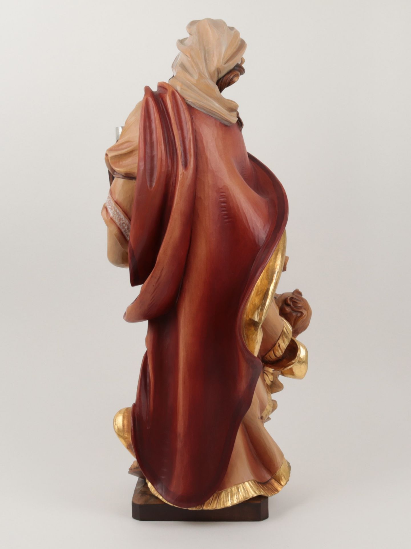 Große Figur - Hl. Cäcilia Südtirol, Lepi, eingelassene Plakette, Holz geschnitz, farbig u. gold - Bild 3 aus 9