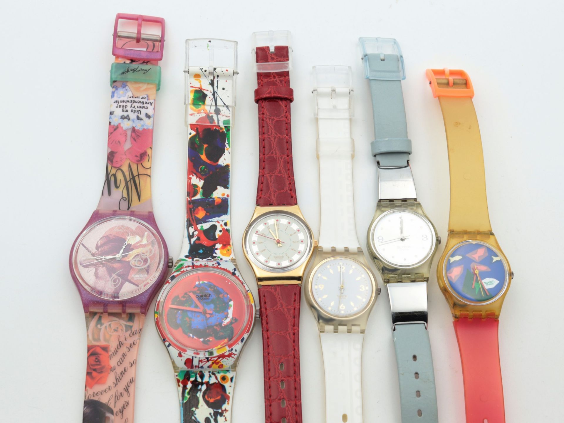 Swatch - Armbanduhren 6 St., Schweiz, versch. Ausführungen, 1x fkt.tüchtig, 5x Fkt. ungepr., - Bild 2 aus 3