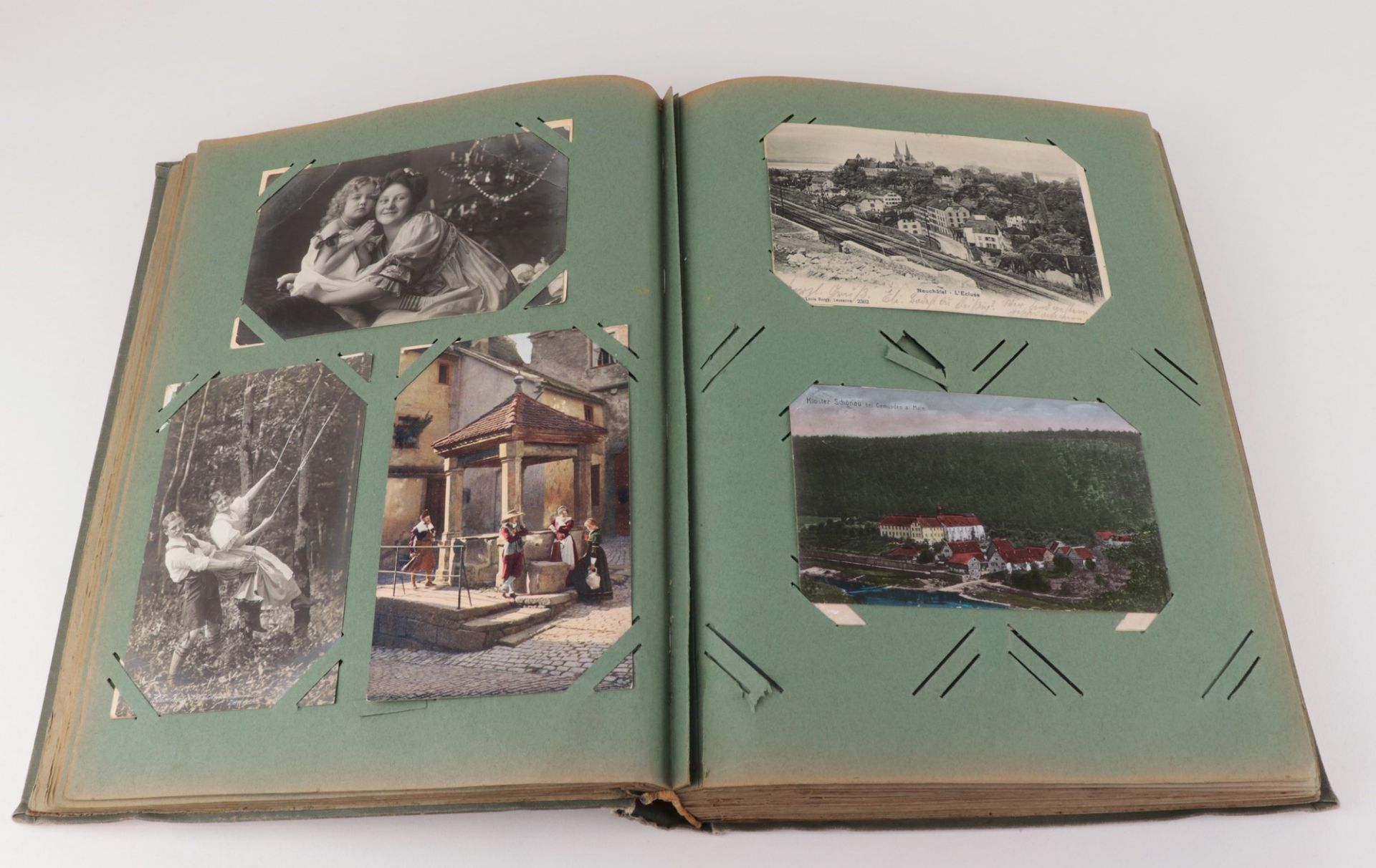 Postkartenalbum ab ca. 1900, ca. 260 St,, Aufdruck "Kriegserinnerungen", AK s./w. u. farb. - Bild 3 aus 14