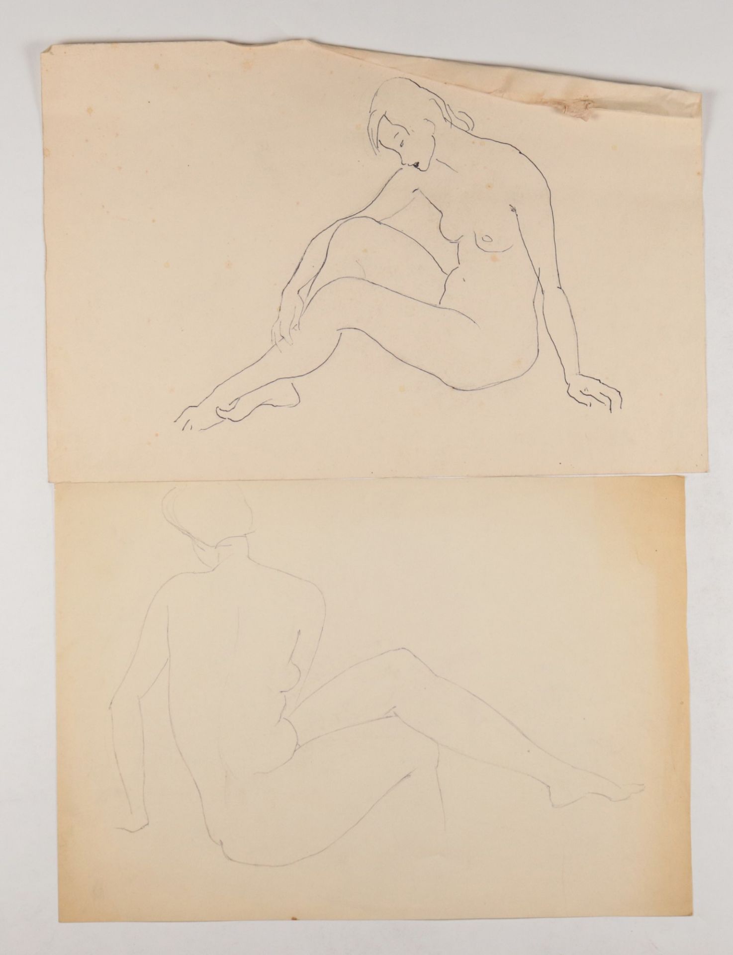 Künstlernachlass- Hemmerlein, Karl 25 Zeichnungen, Skizzen/Studien, Frauenakte in unterschiedlichen - Bild 11 aus 11