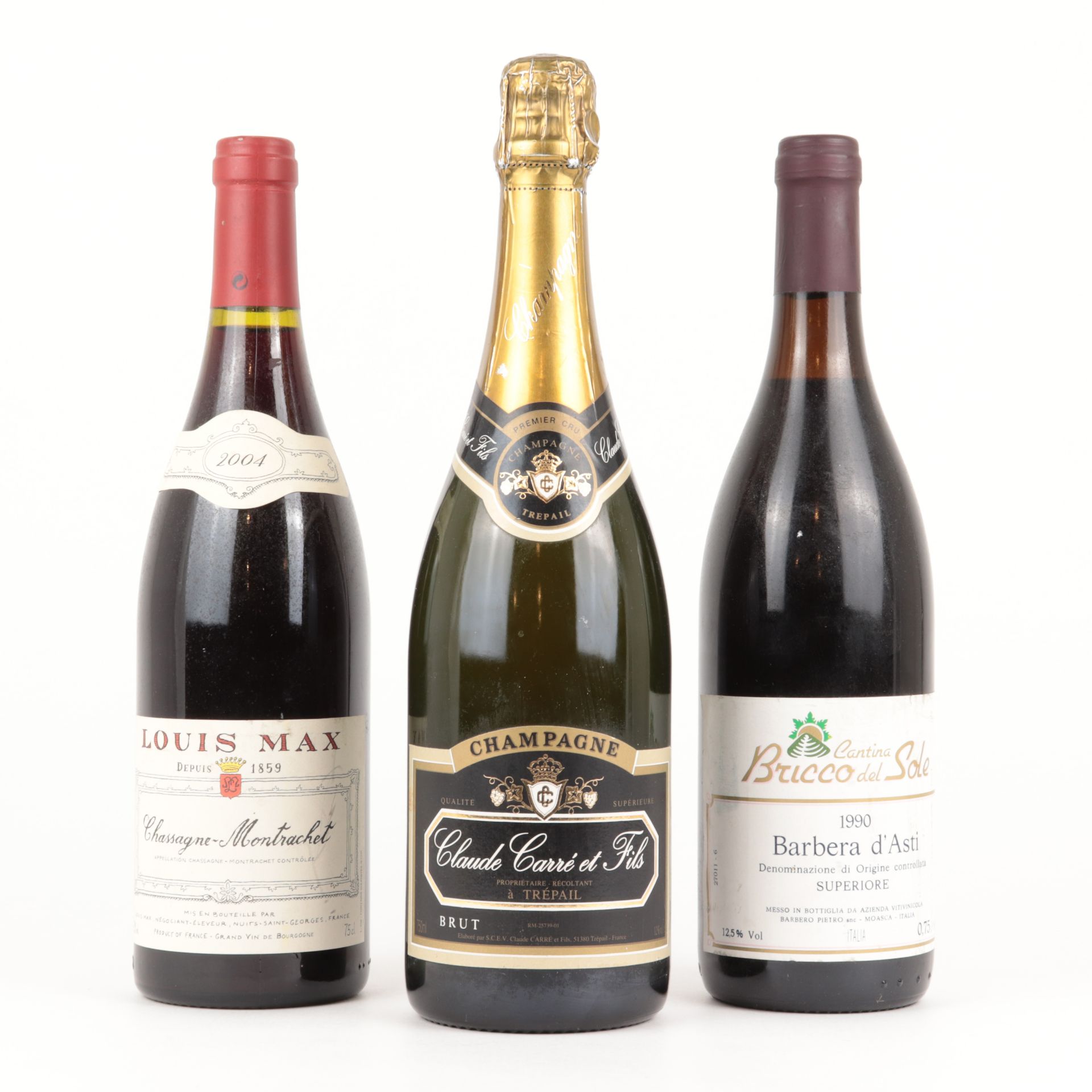 Wein - Konvolut 3 Fl., 1x Louis Max, Chassagne-Montrachet, Grand Vin de Bourgogne, 2004, 13 %, 75