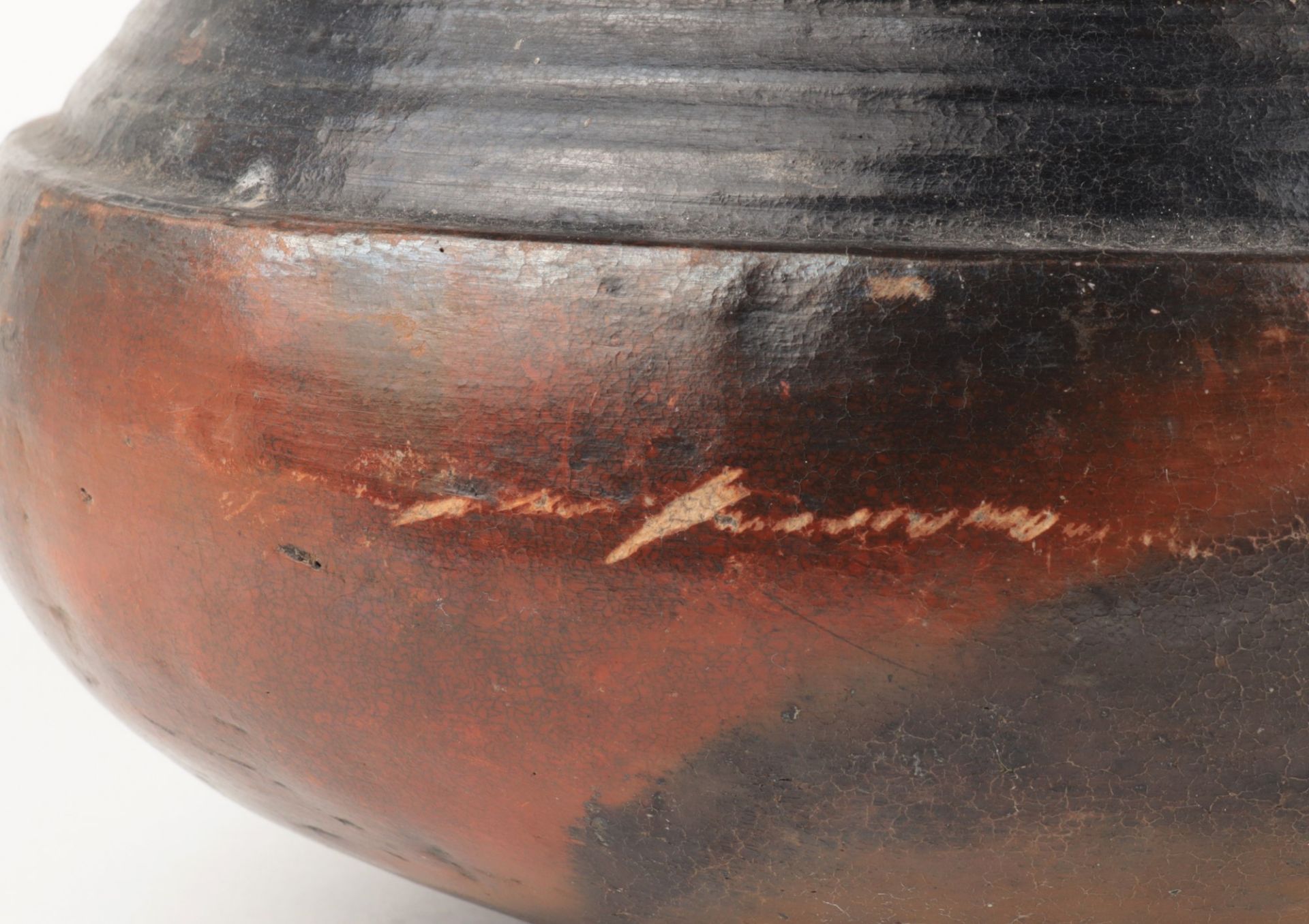Afrika - Vorratstopf Keramik, rund, halbkugeliger Stand, gedrückte bauchiger Korpus, eingezogener - Image 3 of 4