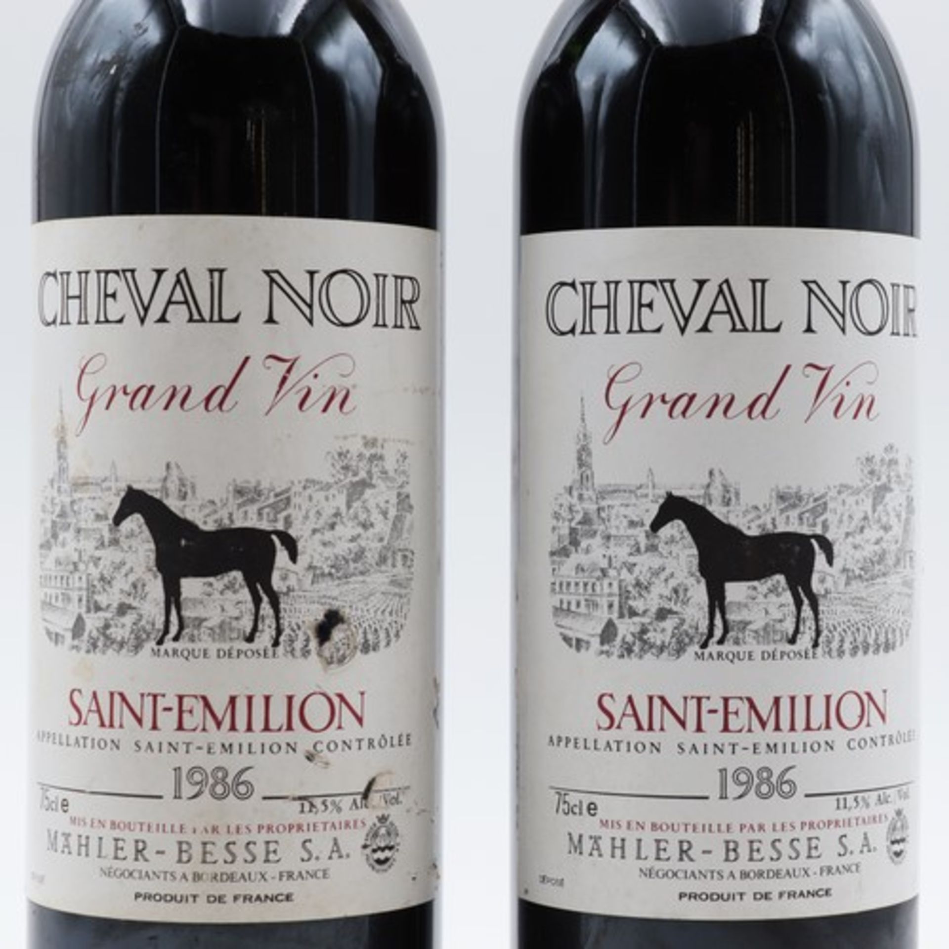 Rotwein 2 Fl., Frankreich, Cheval Noir, Grand Vin, Saint-Emilion, 1986, 11,5 %, 75 cl, Alterssp., - Bild 2 aus 5