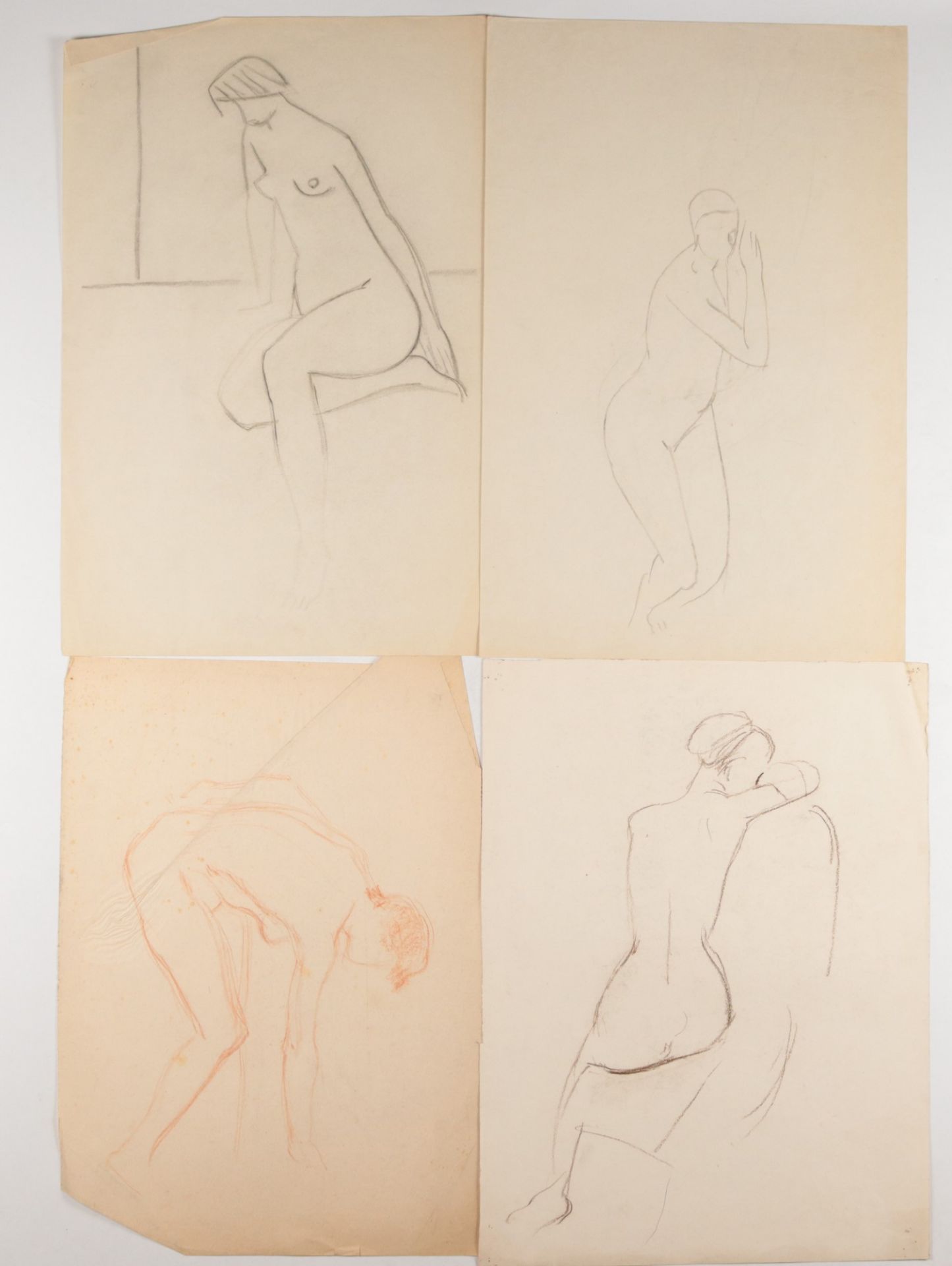 Künstlernachlass- Hemmerlein, Karl 24 Zeichnungen, Skizzen/Studien,überwiegend Frauenakte in - Bild 5 aus 10