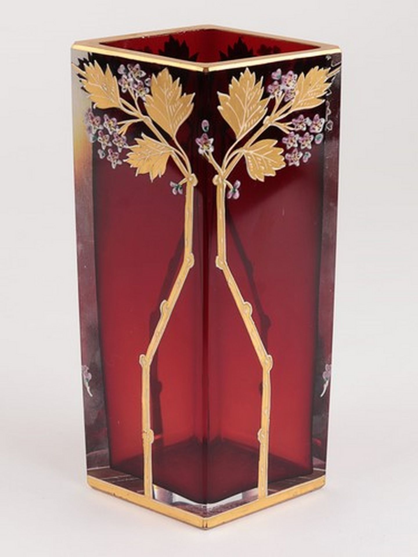 Joseph Riedel - Vase wohl Joseph Riedel, farbloses Glas, rautenförmiger Stand u. Korpus,
