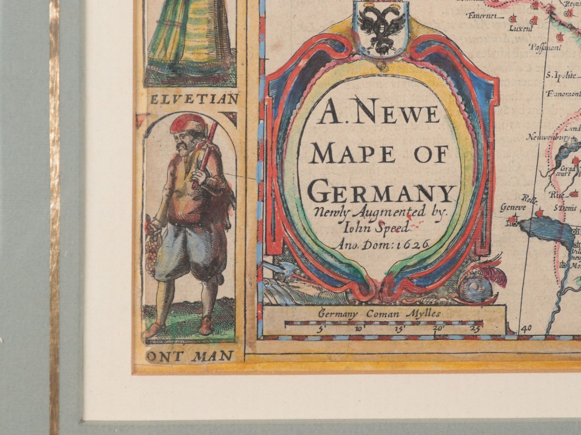 Deutschland - Karte "A newe Mape of Germany newly Augmented by John Speed Ano. Dom: 1626", engl. - Bild 5 aus 10