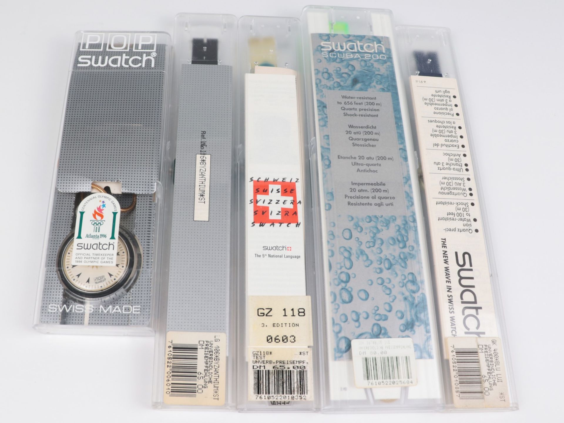 Swatch - Armbanduhren 4 St, Schweiz, versch. Ausführungen, Fkt. ungepr., im OK, dazu 1 Taschenuhr, - Bild 4 aus 4