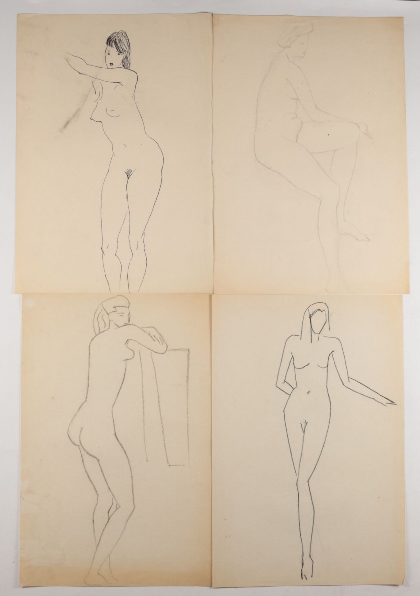 Künstlernachlass- Hemmerlein, Karl 25 Zeichnungen, Skizzen/Studien, Frauenakte in unterschiedlichen - Bild 10 aus 11