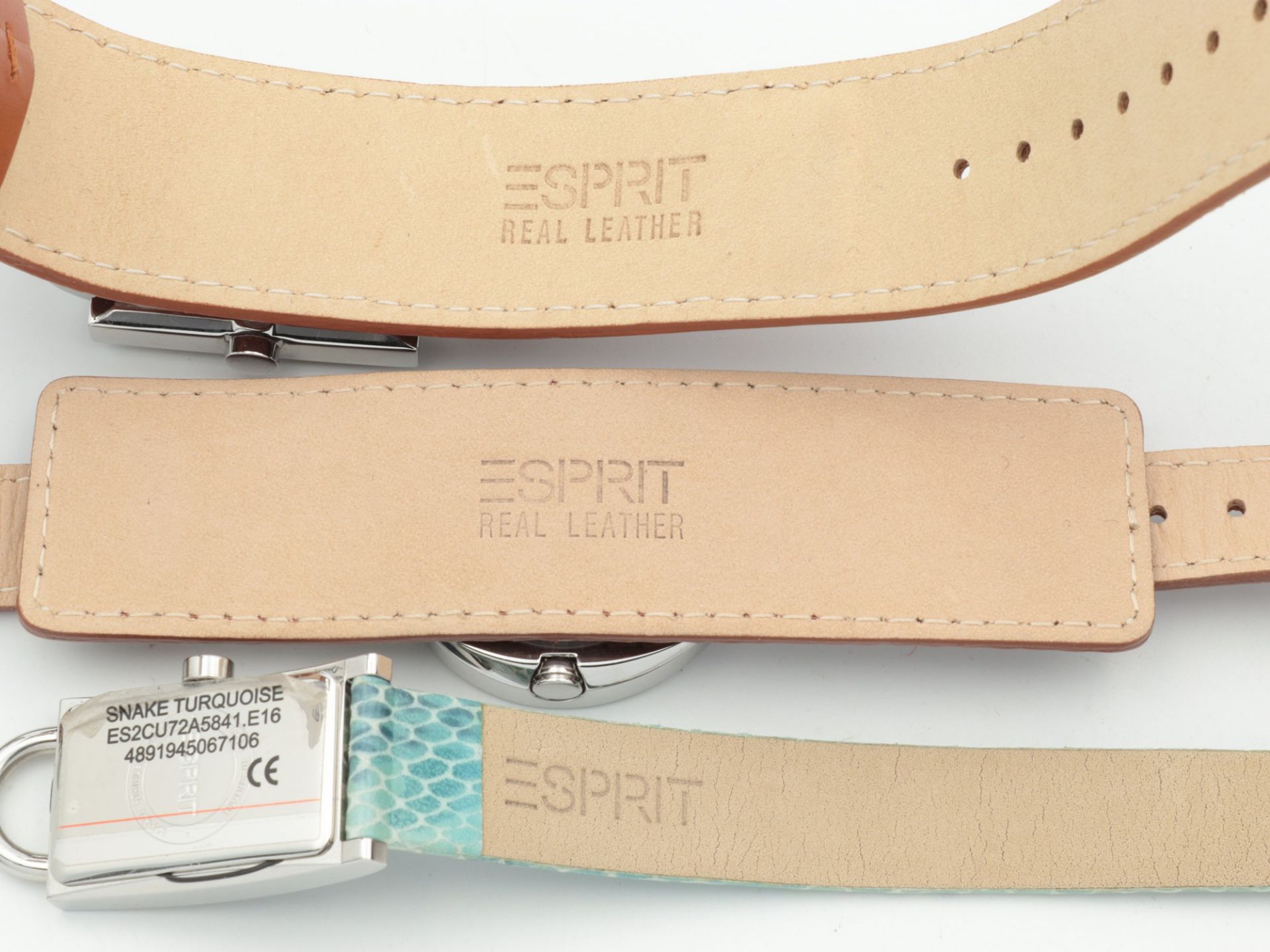 Esprit - Damenarmbanduhren 3 St., versch. Formen, 2x mit Lederarmband, 1x Knebelschließe, 2x - Bild 3 aus 4