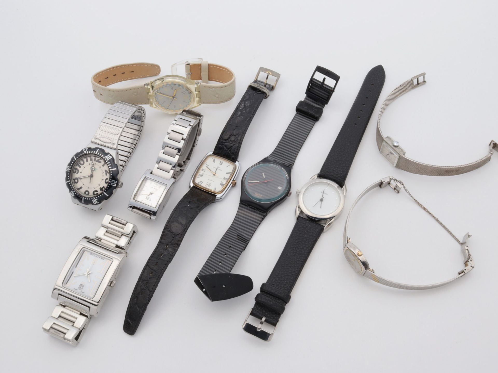 Armbanduhren 9 St., Swatch, Onsa, Citizen u.a., tlw. starke Tragesp., tlw. besch., Fkt. ungepr.