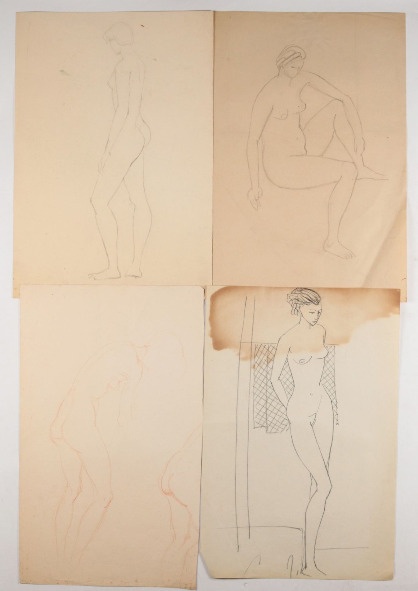 Künstlernachlass- Hemmerlein, Karl 25 Zeichnungen, Skizzen/Studien, Frauenakte in unterschiedlichen - Bild 7 aus 11