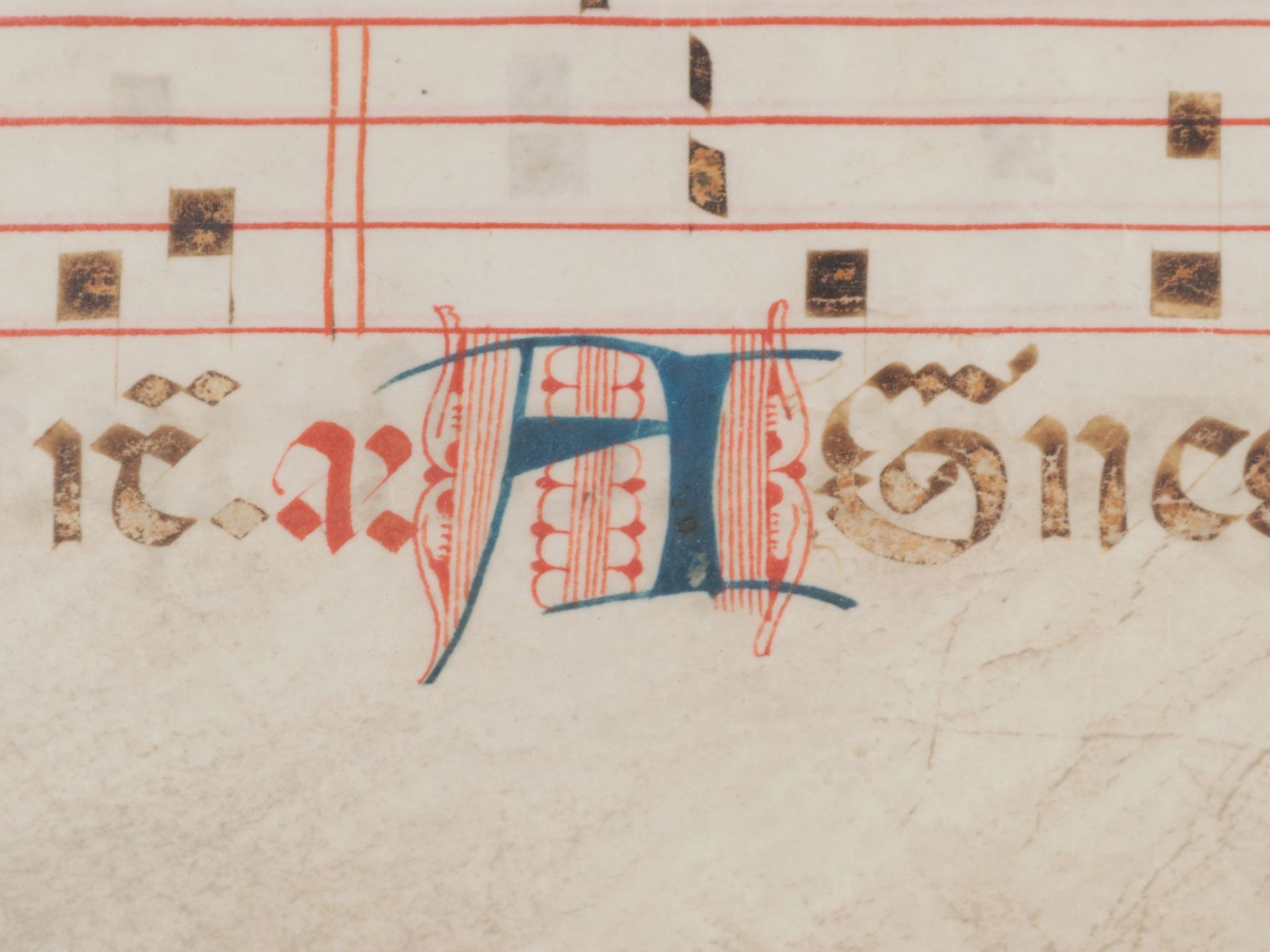 Antiphonarblatt Pergament, doppelseitig beschrieben in Schwarz/Braun u. Rot, einmal m. - Bild 5 aus 5