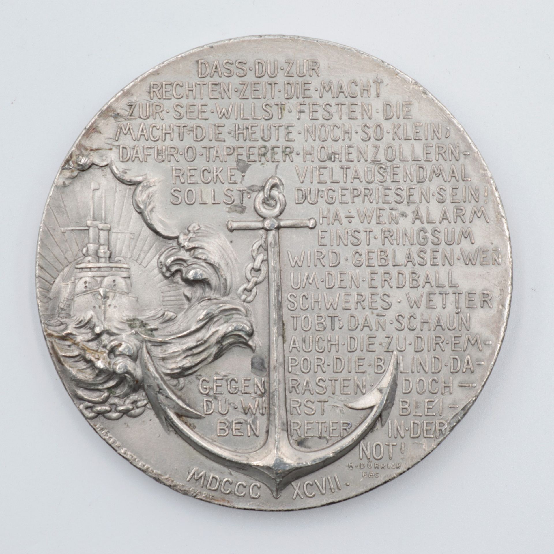 Medaille - Wilhelm II. 1897, Bronze versilbert, Vorderseite: Profil Wilhelms II, "Deutscher Kaiser - Bild 2 aus 4